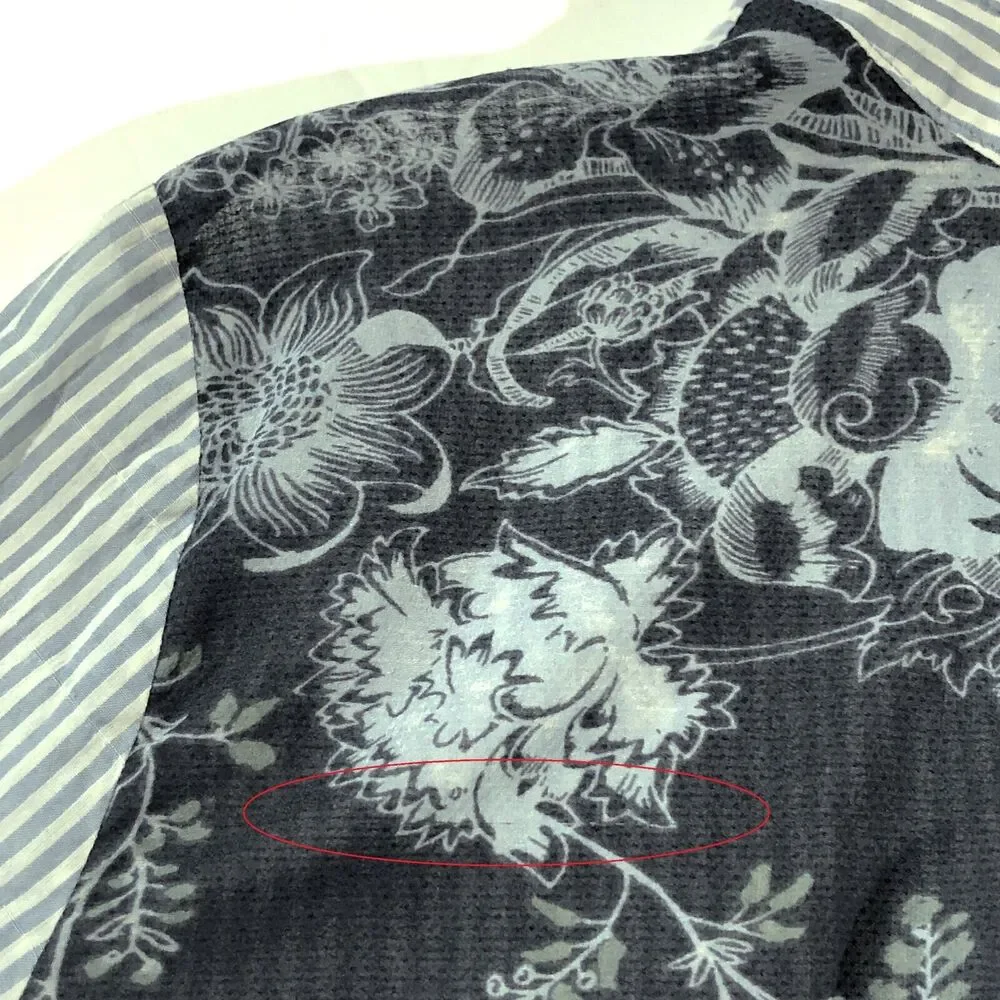 Free People Party in‎ The Back Striped Sheer Floral Shirt Blouse Top Button Sz M